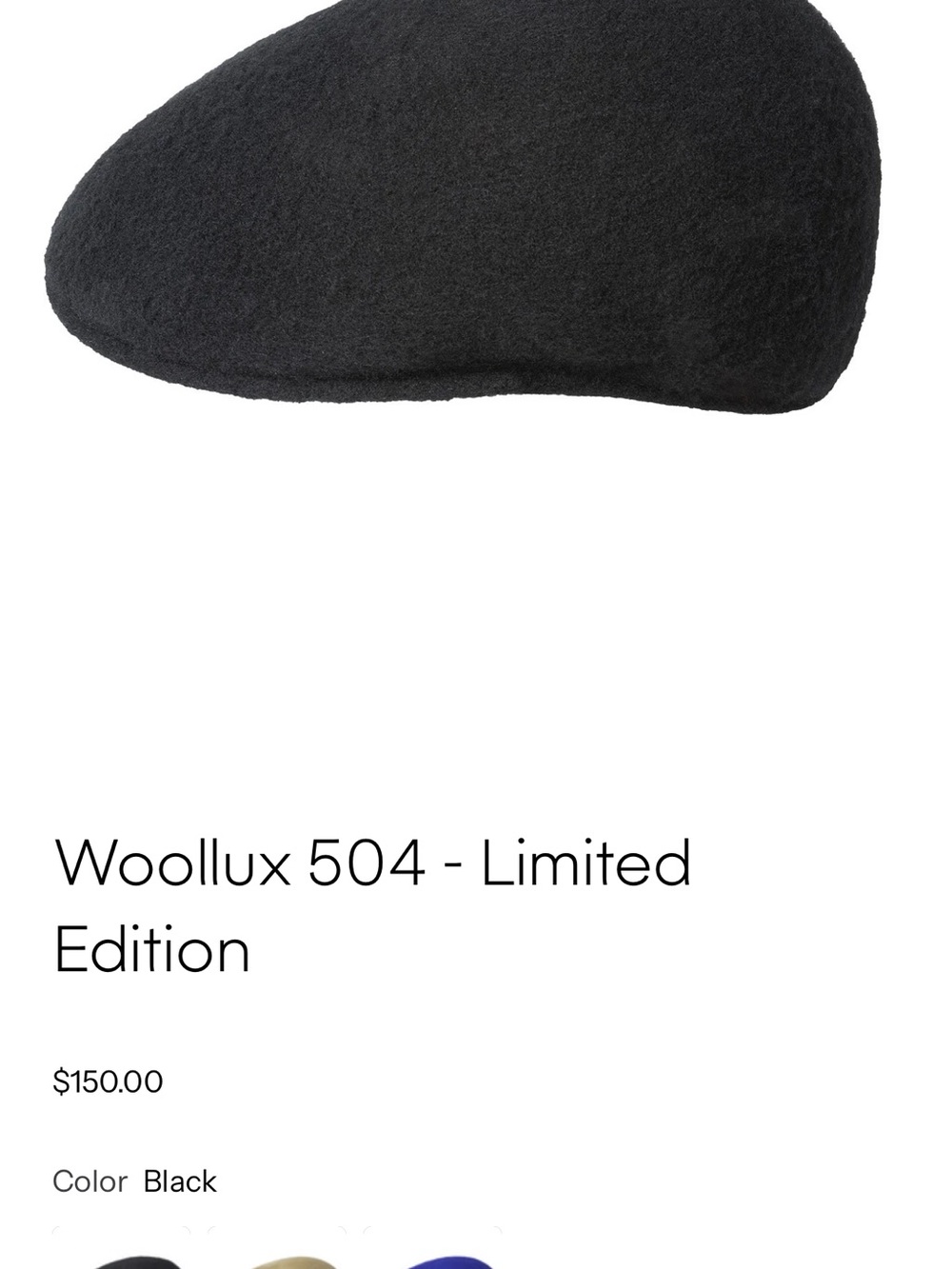 Kangol Black Woollux Hat